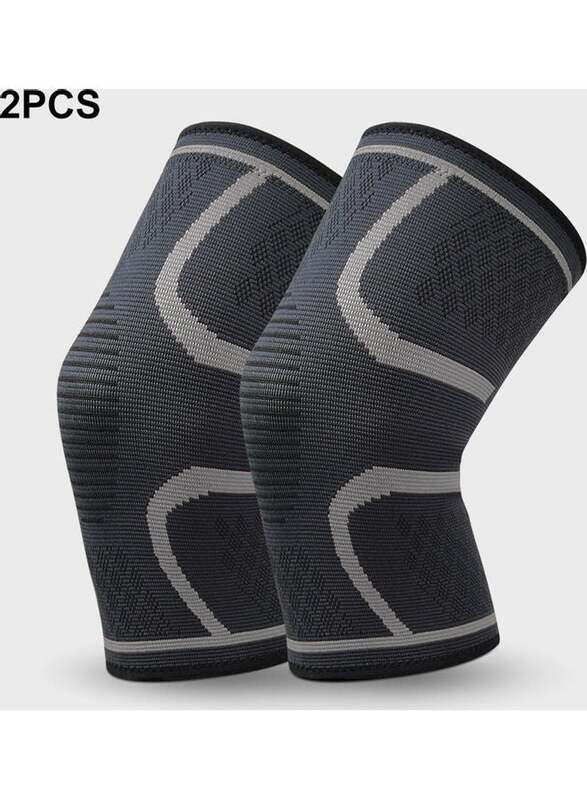 

Generic Knee Compression Sleeve Knitted Fabric Joint Pain-Relief Knee Brace for Football, 2 Piece, XXL, Grey