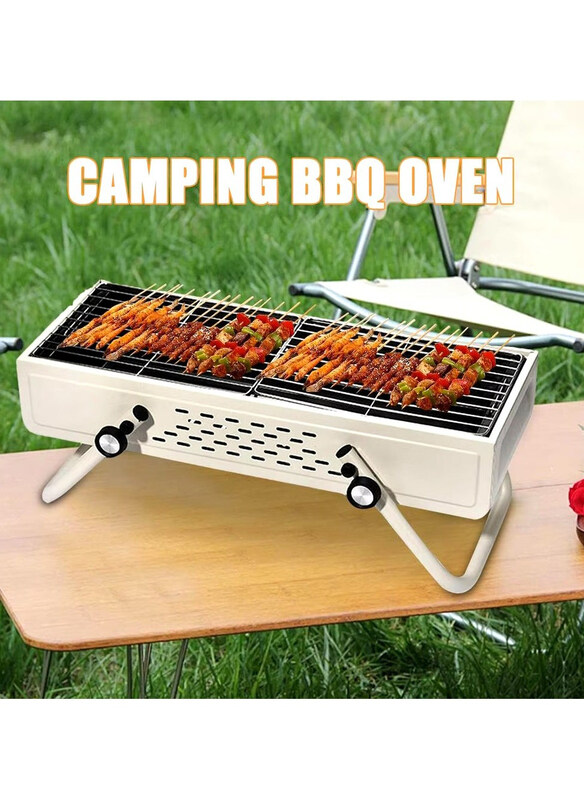 

DubaiGallery Large Foldable Charcoal Camping Barbecue Oven, White