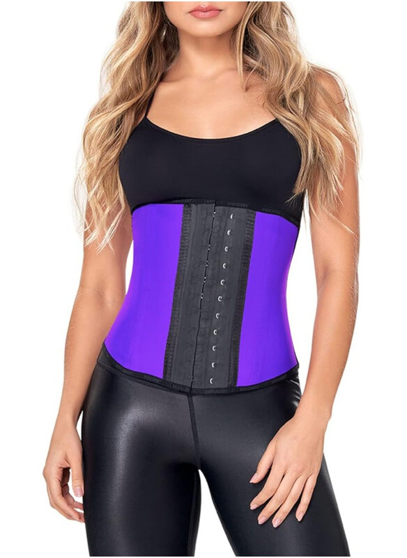

DubaiGallery Waist Trainer with Buckle Body Shaper Corset, Purple, M