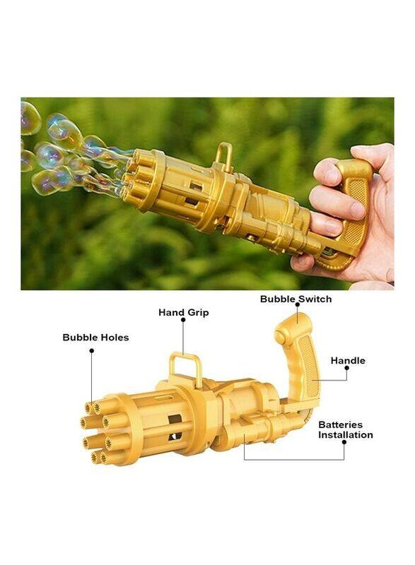 

XiuWoo 8-Hole Huge Amount Automatic Bubble Maker Gun, Ages 2+, W65, Gold