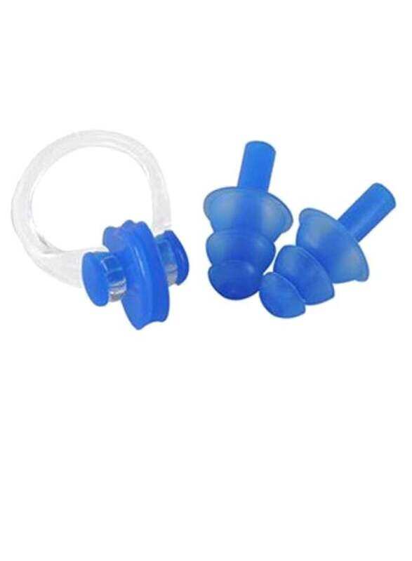 

Generic Silicone Ear Plugs And Nose Clip Set, 3 Piece, Blue