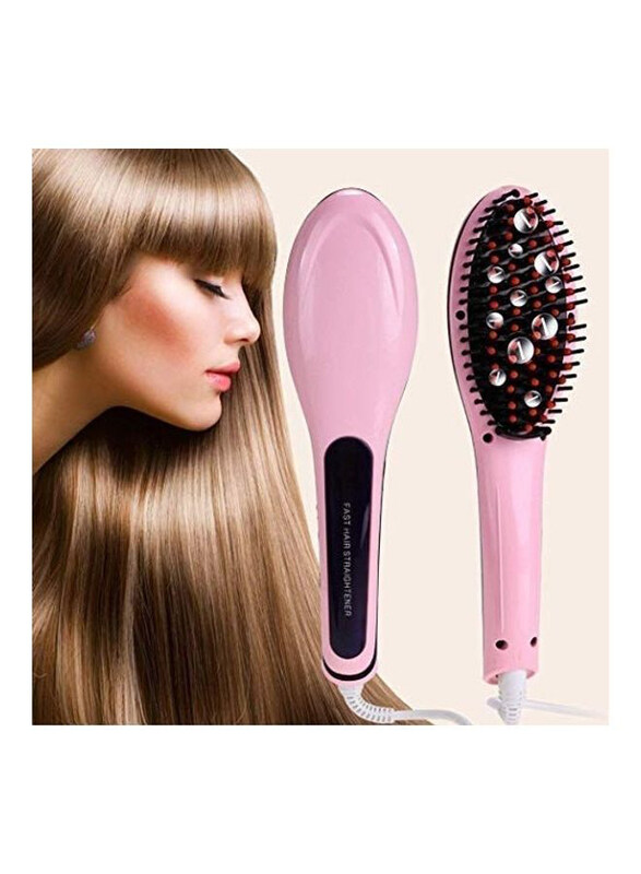 

Swarg Ceramic Electronic Hair Straightening Brush, Pink/Black