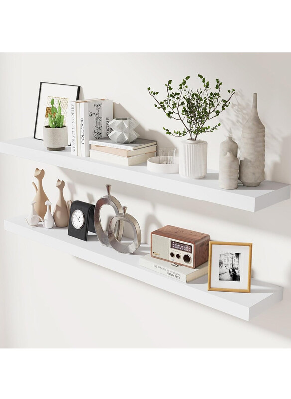 

DubaiGallery 60Cm Modern Picture Ledge Shelf with Lip Wall Mounted Floating Shelves for Wall Storage Nursery Bedroom Living Room Bathroom, White