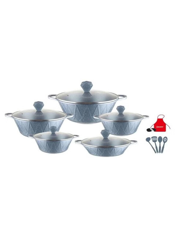 

DubaiGallery 17-Piece Granite Cookware Set, Grey