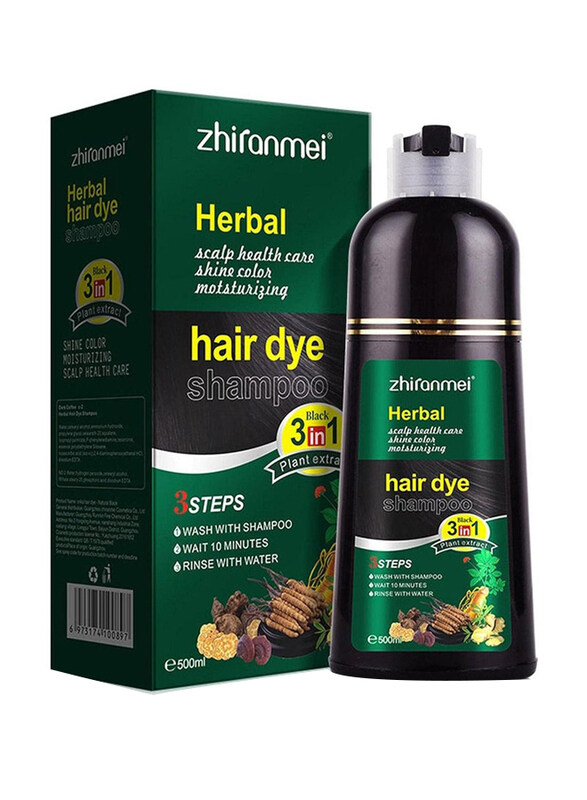 

Zhiranmei 3-in-1 Herbal Hair Dye Color Shampoo, 500ml, Black