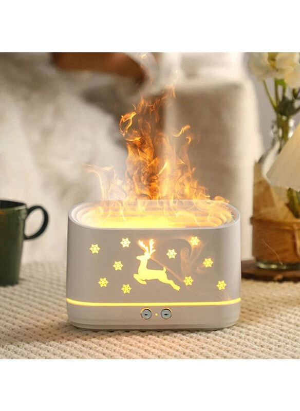 

Generic New Flame Home Electric Ultrasonic Aroma Essential Oil Diffuser Salt Stone LED Light USB Mist Sprayer Gifts Air Humidifier, Beige