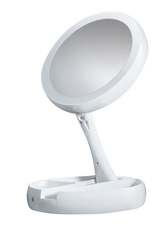 

Generic Double Sided LED Lighted Folding Mirror, White