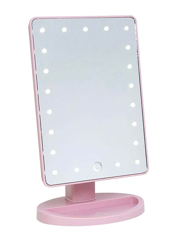 

Generic LED Light Makeup Countertop Vanity Mirror, 22 x 16cm, Pink