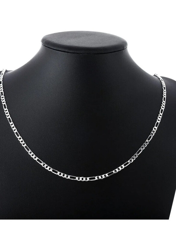 

Generic Silver Plated 4mm Figaro Chain Necklace Unisex, Silver