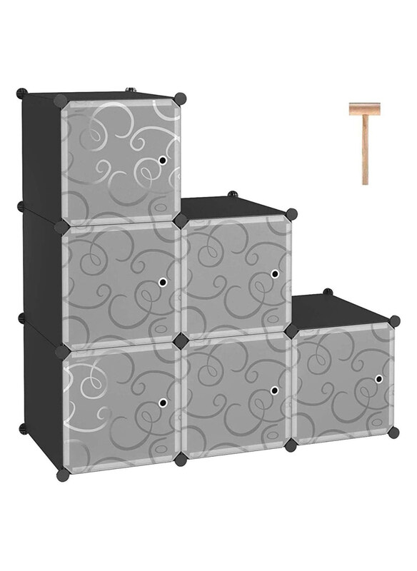 

DubaiGallery 6-Cube DIY Plastic Storage Organizer Shoes Rack, Black