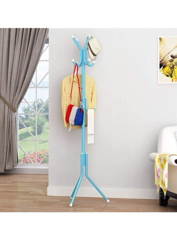 

Generic Large Hanger Standing Metal Coat Stands with Shoe Rack, Blue