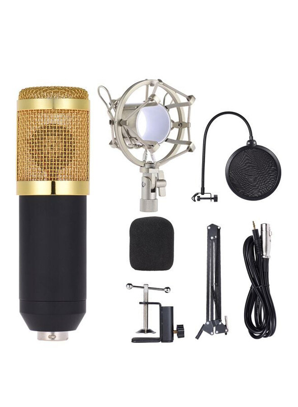 

Generic Recording Condenser Microphone Kit Set, I2694G-A, Gold/Black/Grey