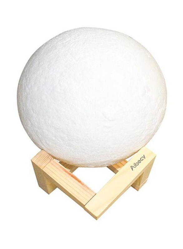 

Aibecy LED Moon Night Lamp with Wood Stand, 10cm, White