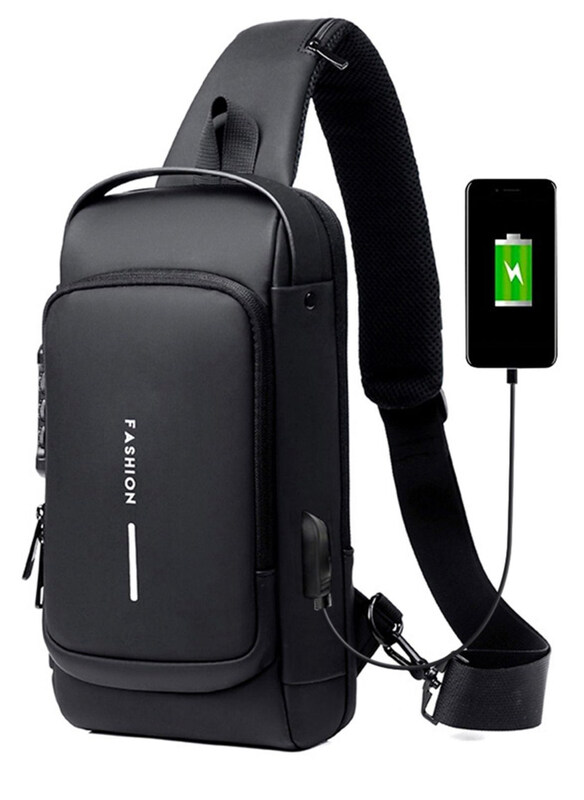

Generic Multifunctional Waterproof Password Anti-Theft Chest Bag for Men, Black