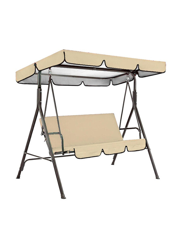 

DubaiGallery 3 Seat Outdoor Swing Chair with Adjustable and Canopy Removable, Beige/Black