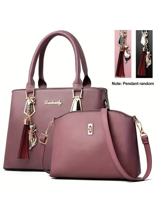 

Danbaoly Fashion Tassel Decor High Capacity Tote Bag for Women, 2 Piece, Brown