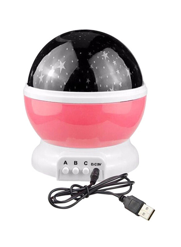 

Generic Star & Moon Rotating Projector Round Night Lamp, Pink/Black