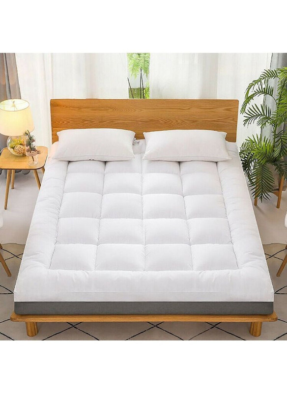 

DubaiGallery Medicated Full Cotton Quilted Fitted Cooling Mattress Protector with Soft Snow Down Alternative Fill, White