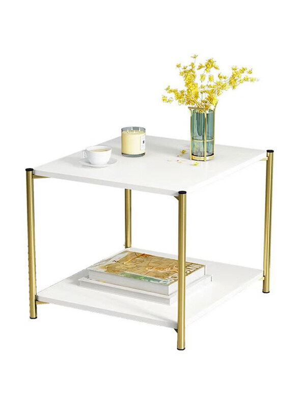 

Generic Marble Texture Wooden Combination Furniture Durable Square Tea & Coffee Tables, White/Gold