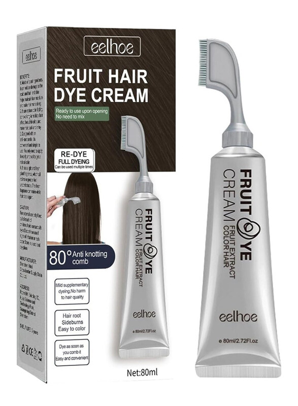 

Eelhoe Keratin Hair Color Black Fruit Dyeing Cream with Comb, 80ml, Black