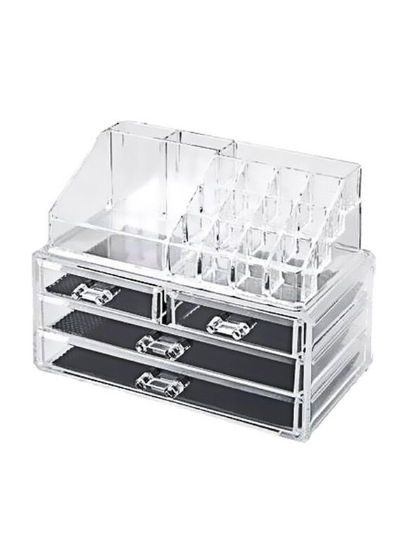 

Generic 4-Drawer Makeup Organizer, Clear/Black