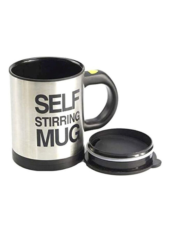 

Generic One Size Stainless Steel Self Stirring Mug, YSDX-398, Black/Silver