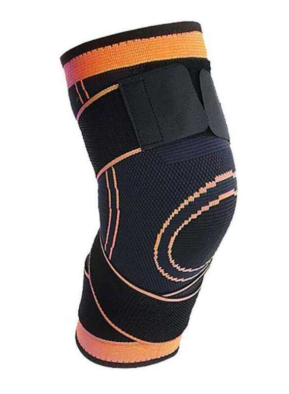 

Generic Pressurized Winding Knit Compression Sports Knee Pad, Large, Black/Orange