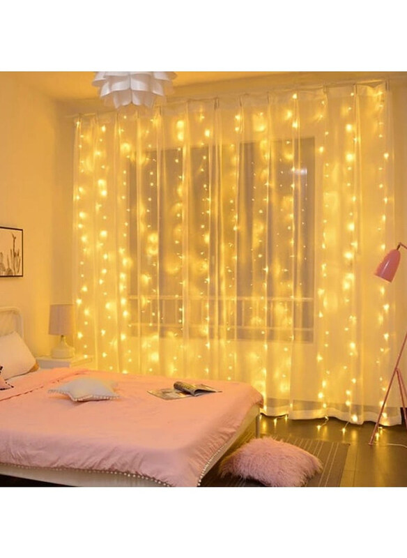 

Dubaigallery LED Moon Star String Curtain Light Hanging Garland, 220V, Yellow