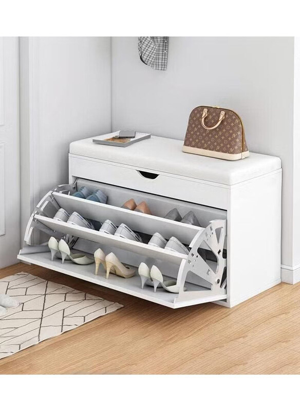 

DubaiGallery Multi-functional Household Entry Door Combined Shoe Storage Bench Cabinet with 3 Tier Adjustable Shelves, White