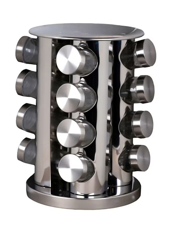

Generic Spice Jar Set with Stand, 16 Pieces, Silver