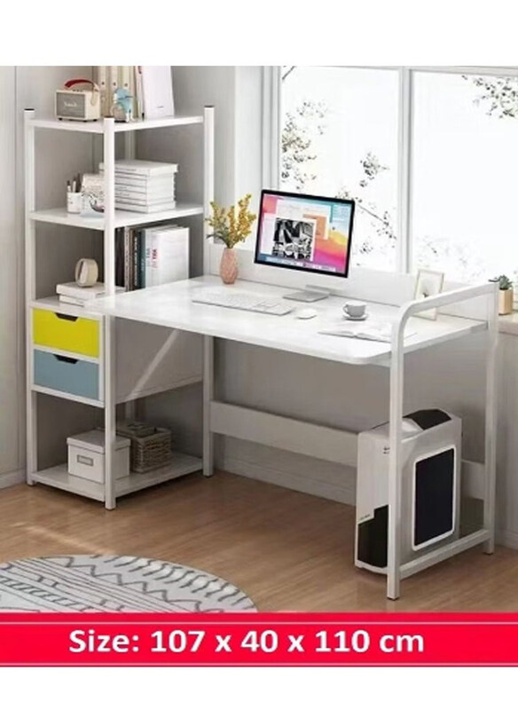 

DubaiGallery Corner Computer Desk with Bookshelves, White