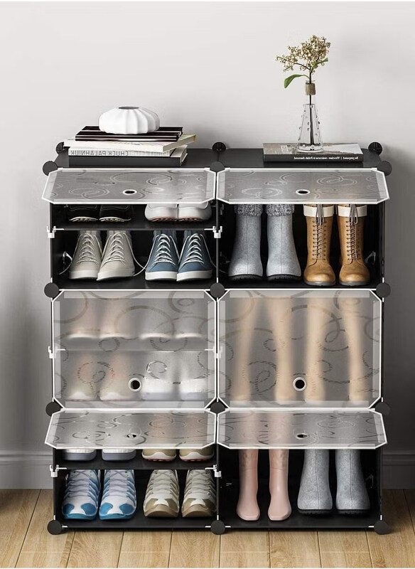 

Generic 6-Piece Plastic Cube Shoe Storage Organizer Units, Black