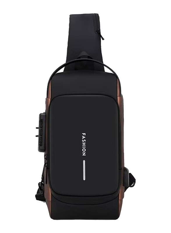 

Generic USB Charging Sport Anti-Theft Shoulder Bag for Men, Black/Brown