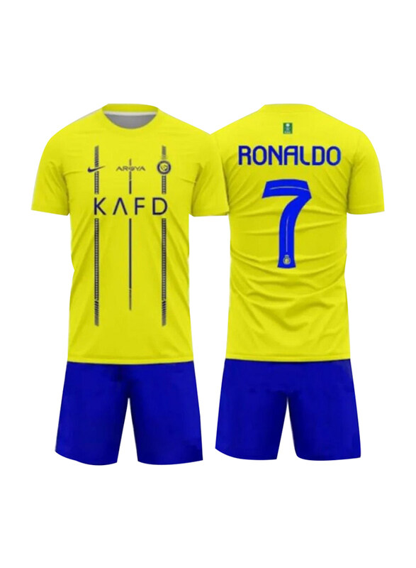 

CR7 Football Ronaldo No.7 Jersey with Shorts Unisex, Yellow/Blue