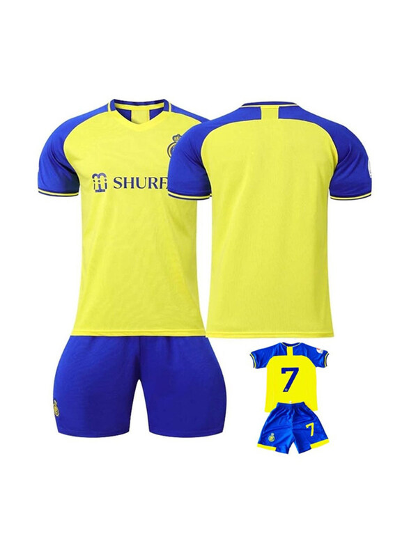 

Generic 22-23 Ronaldo No.7 Al-nassr Fc Football Home Jersey T-shirt & Short Set, Yellow/Blue