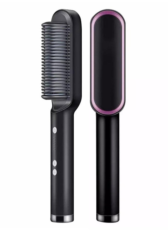 

DubaiGallery Hair Straightener Brush with 5 Temp Settings & Anti-Scald, Black/Grey