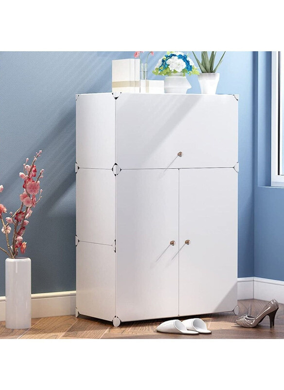 

DubaiGallery Plastic Modular Shoe Cabinet Cube Shoe Storage Organizer, White