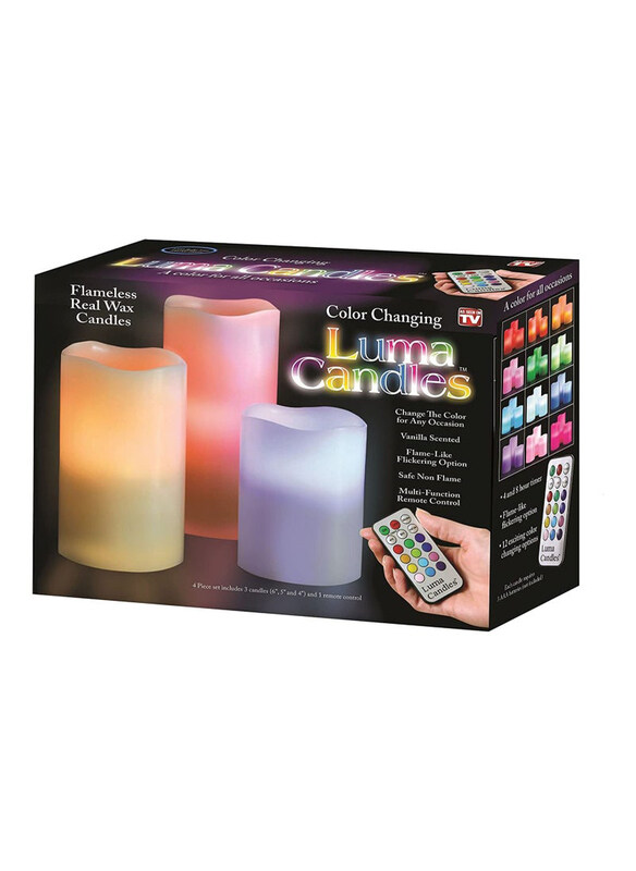 

Luma 3-Piece Scented LED Candle with Remote Control Set, Multicolour