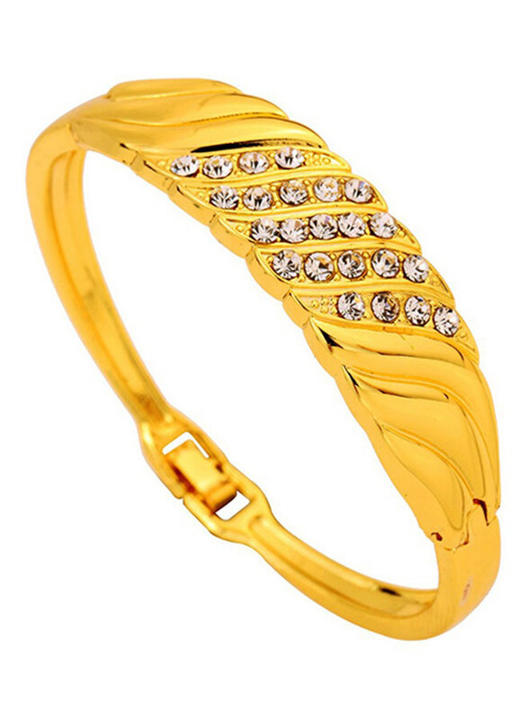 

Generic Spiral Shape Inlay Bracelet, Gold
