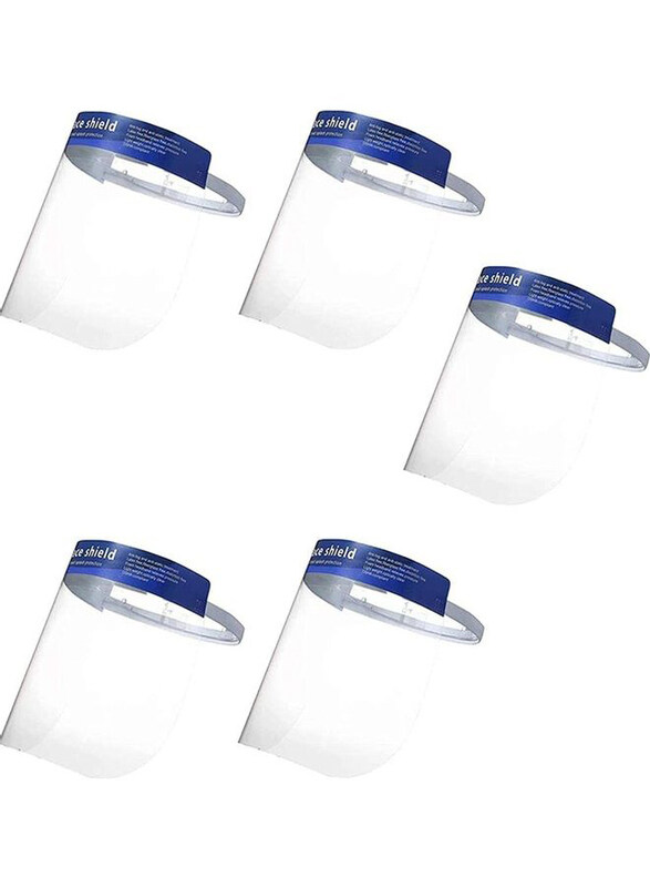 

VRT Disposable Face Shield with Adjustable Elastic Strap, Blue/Clear, 5 Pieces