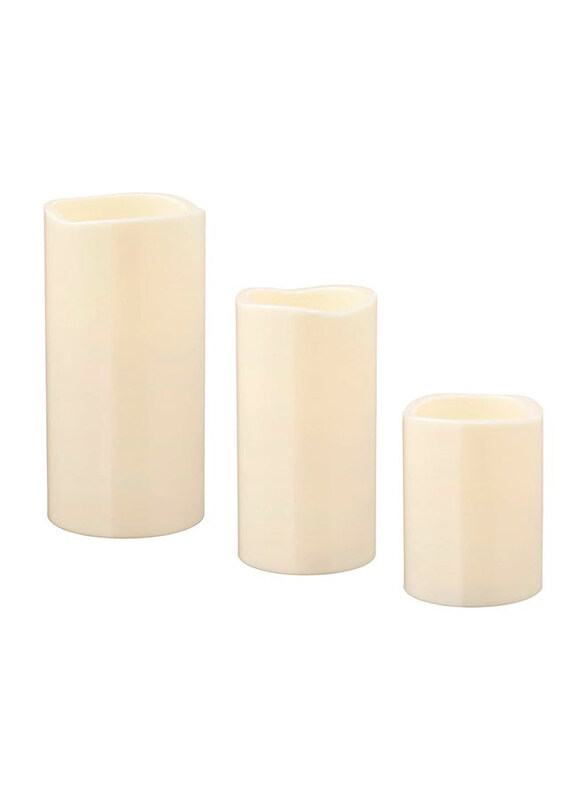 

Godafton 3-Piece Battery-Operated LED Block Candle Set, Beige