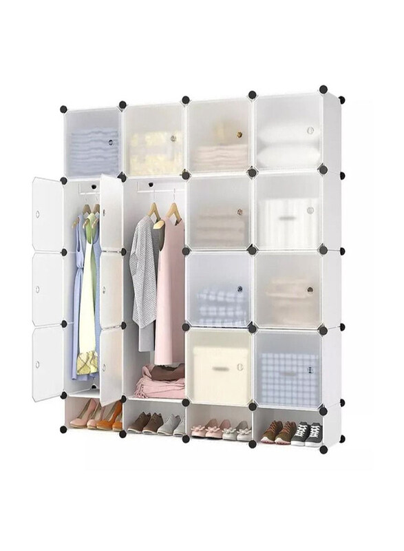 

DubaiGallery 16 Cubes Diy Wardrobe Storage Shoes Rack, Transparent