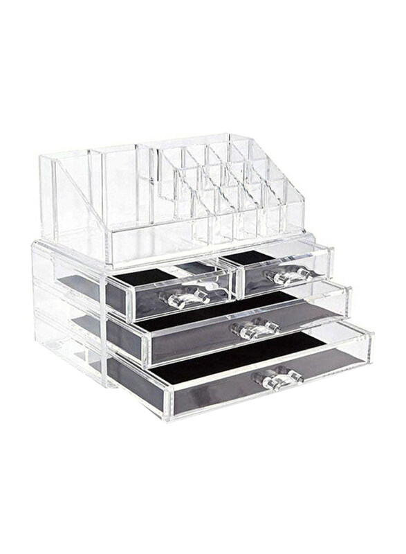 

Generic Jewellery & Cosmetic Storage Acrylic Makeup Organizer, 2 Piece, Clear