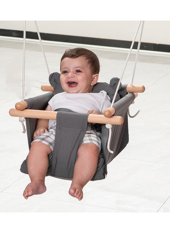 

DubaiGallery Hanging Wood Furniture Baby Canvas Swing Chair, Grey