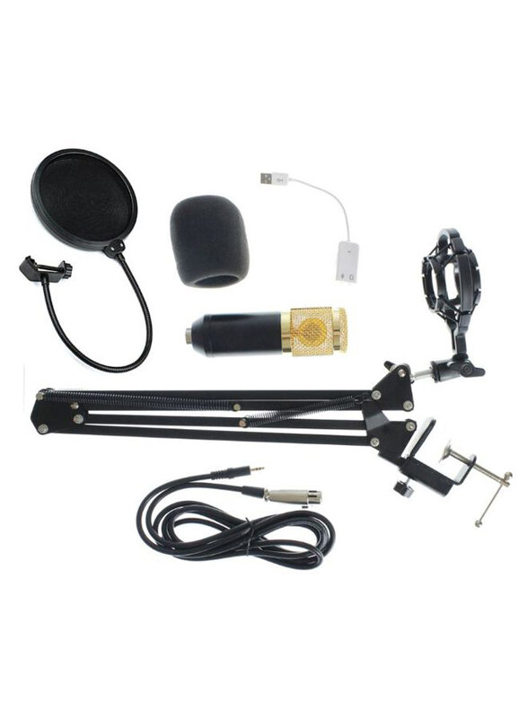

Generic Studio Suspension Condenser Microphone Kit, DD3484, Black/White/Gold