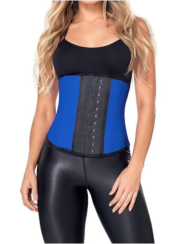 

Dubaigallery Colombian Waist Cincher 3 Hook Latex Body Shaper Corset Waist Trainer for Women, Blue, Small