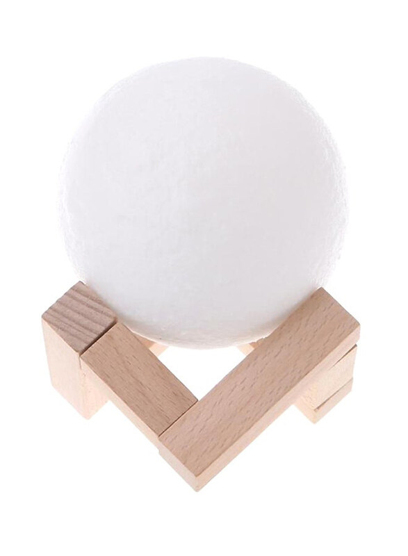 

Generic 3D Moon Light Brightness Adjusted Lamp with Wood Stand, White