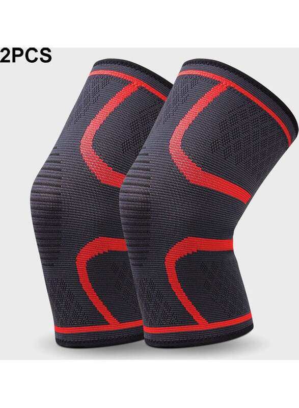

Generic 2 Pieces Knee Compression Sleeve Knitted Fabric Joint Pain-Relief Football Knee Brace for Unisex, Xtra Large, Red