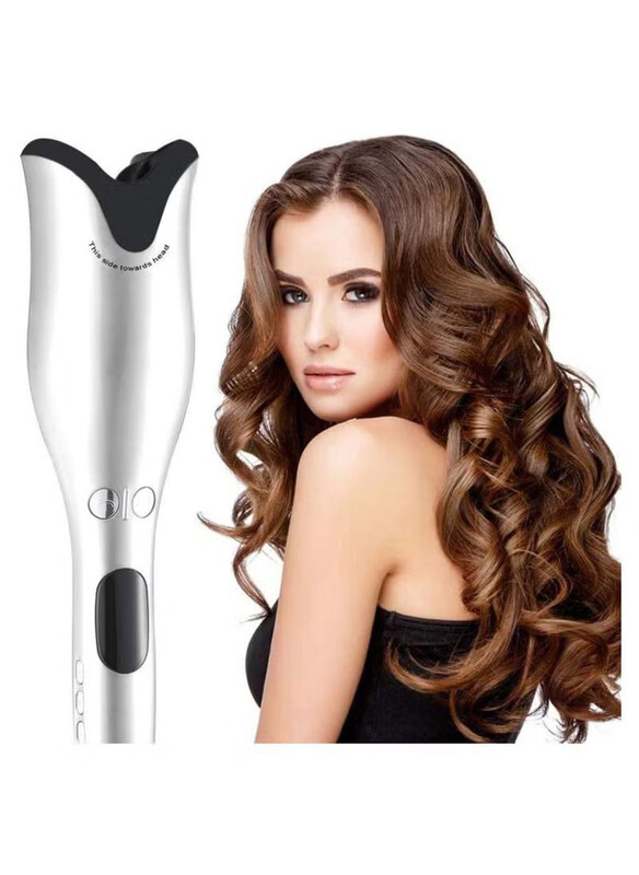 

Generic Electric Air Spin Ceramic Rotating Automatic Hair Curling Wand Iron, White/Black