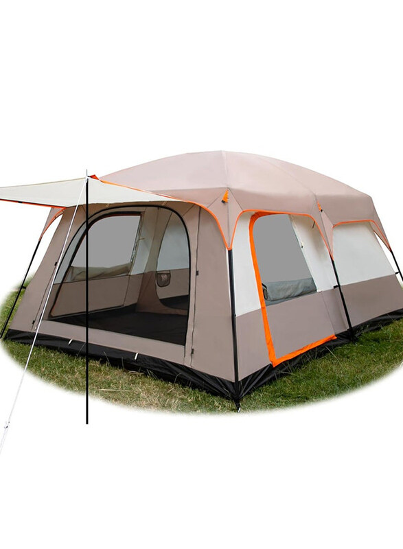 

DubaiGallery Extra Large Waterproof Family Cabin Tents with 2 Bedrooms, Beige